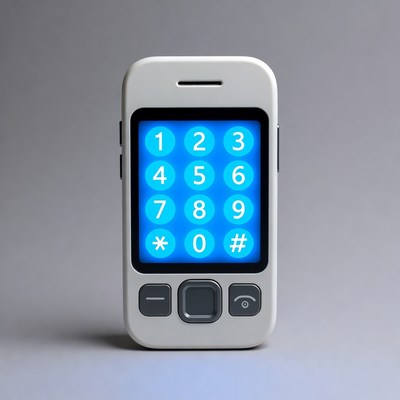 White mobile phone with blue keypad