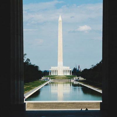 Washington Monument Framed by Columns