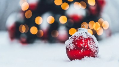 Red Snowy Christmas Ornament