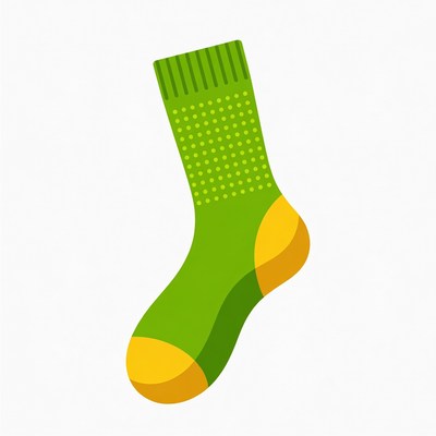 Green Polka Dot Sock with Yellow Heel