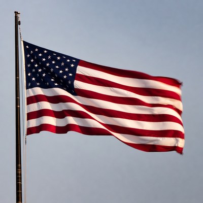 American flag waving on pole