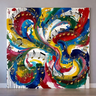 Abstract Colorful Musical Notes Painting