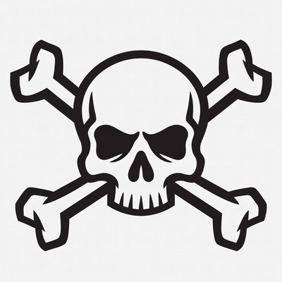 Black Skull and Crossbones Symbol