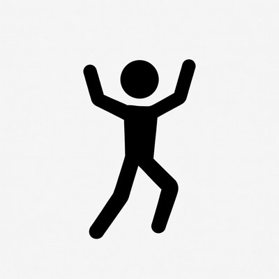 Stick figure man dancing