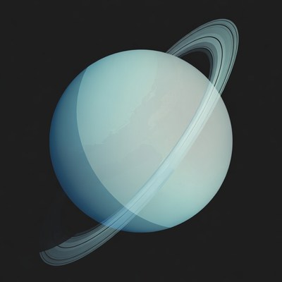 Saturn with rings on black background