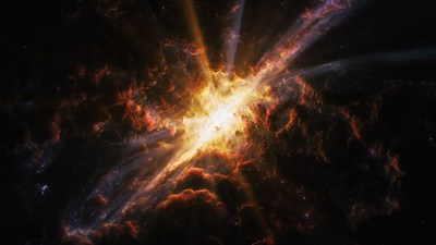 Bright exploding supernova in space