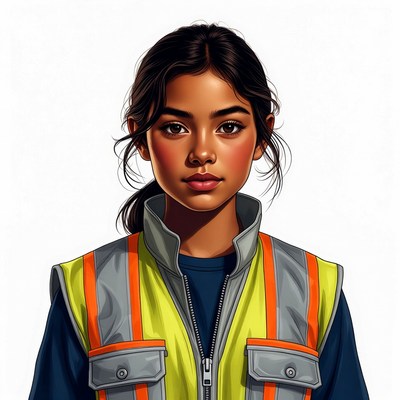 Young woman in safety vest