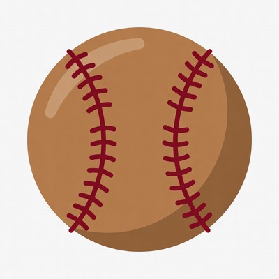 Illustrated Baseball on White Background
