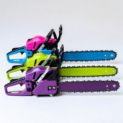 Colorful Chainsaws Pink Purple Green Blue