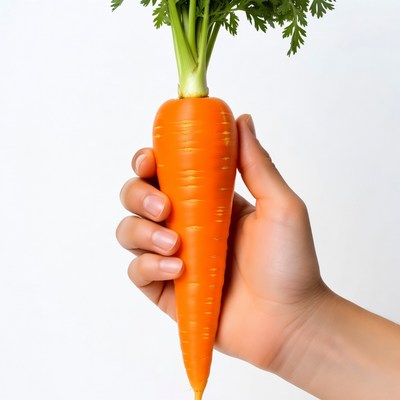 Hand holding fresh carrot