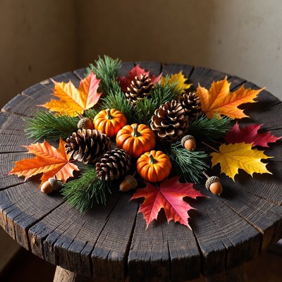Autumn Pine Cone Pumpkin Centerpiece