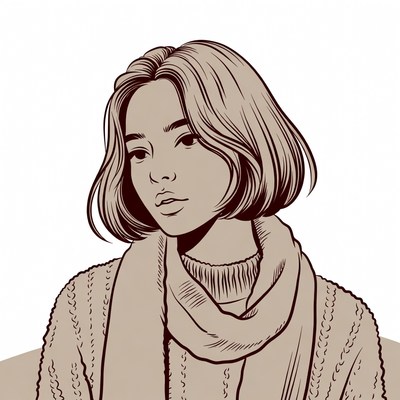 Woman with bob haircut and scarf