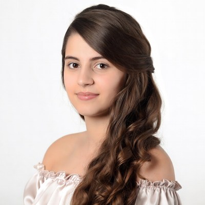 Young woman with long brown hair