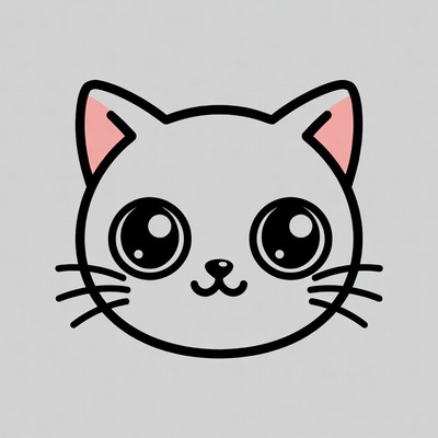 Cute kawaii cat face illustration