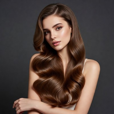 Woman with long wavy brown hair