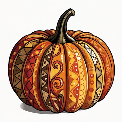 Patterned Halloween Pumpkin Illustration