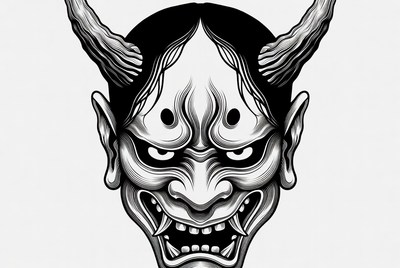 Hannya Demon Mask Illustration