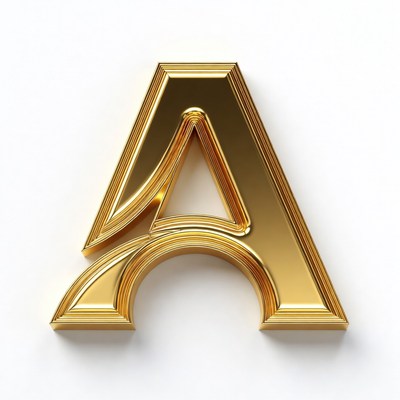 Shiny 3D Golden Letter A
