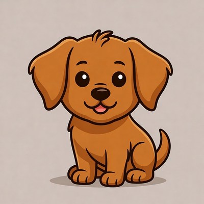Cute cartoon golden retriever puppy