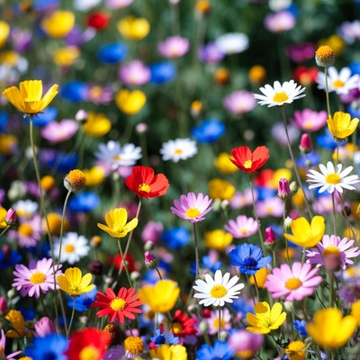 Colorful wildflowers in garden