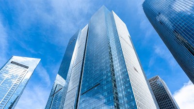 Modern Skyscrapers Against Blue Sky