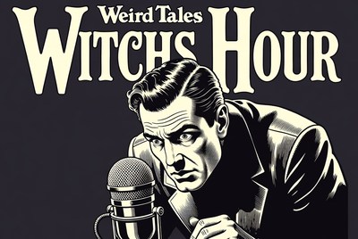 Man speaking into vintage microphone