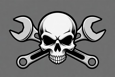 Skull with Crossed Wrenches
