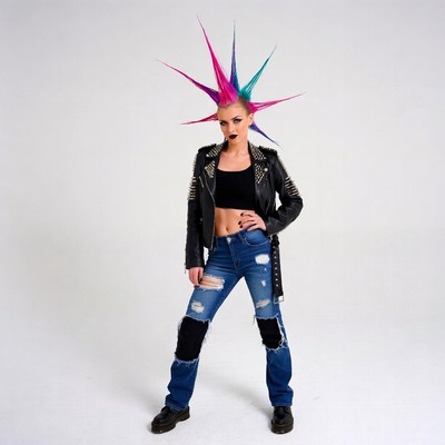 Woman with colorful spiked mohawk