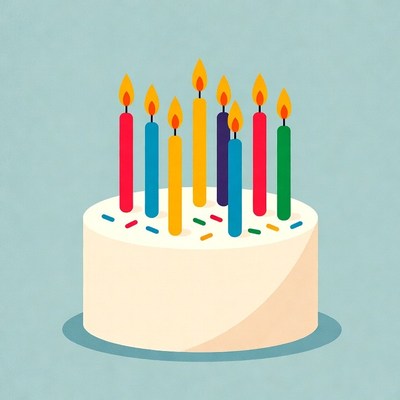 Colorful Candles on Birthday Cake