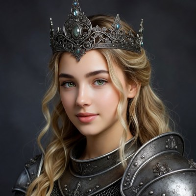 Blonde woman in crown and armor