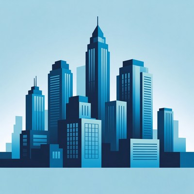 Blue Skyline Cityscape Illustration