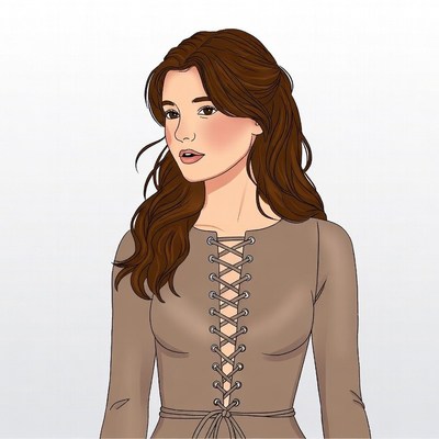 Woman in lacing corset top illustration