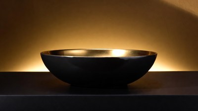 Black Bowl with Gold Interior