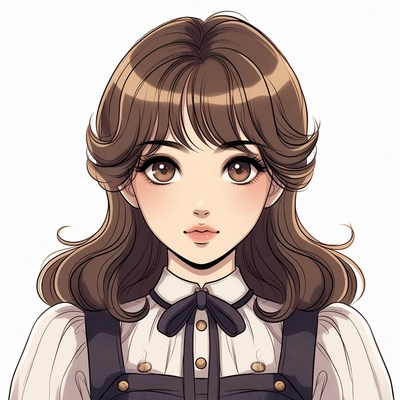 Anime girl with brown hair and bowtie
