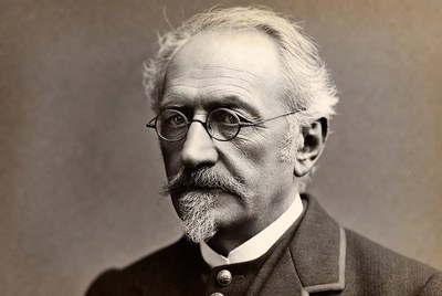 Elderly man with mustache and glasses