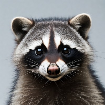 Cute raccoon close-up portrait