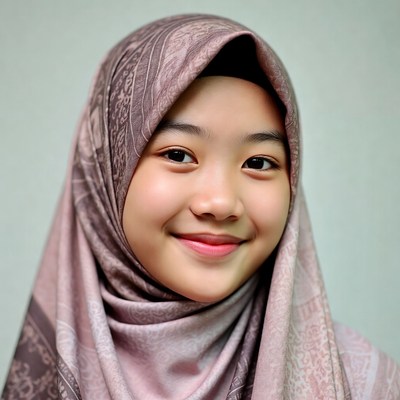 Smiling Asian girl in hijab