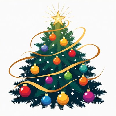 Colorful Christmas Tree Illustration