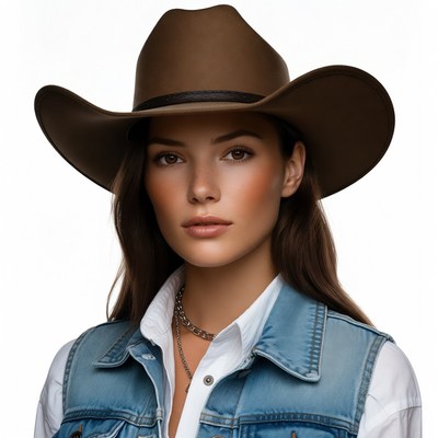 Woman wearing cowboy hat