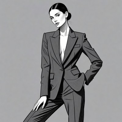 Elegant woman in black suit