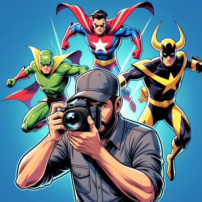 Photographer capturing superhero team