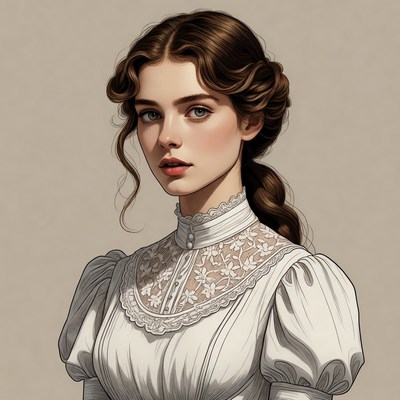 Victorian woman in lace blouse