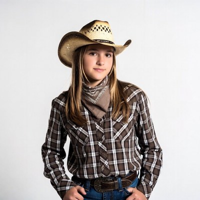 Girl wearing cowboy hat