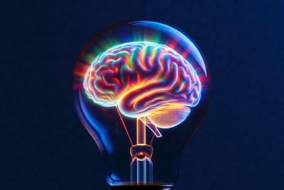 Glowing Brain Light Bulb