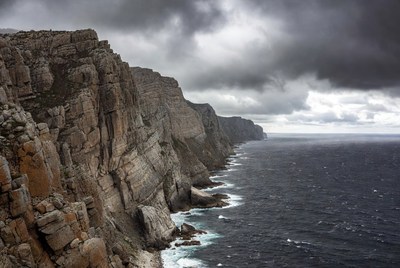 Dramatic Ocean Cliffs Under Stormy Skies