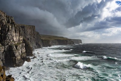 Cliff of Moher stormy ocean view