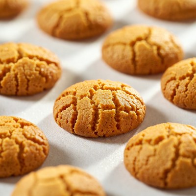 Golden Crinkled Cookies on White Surface