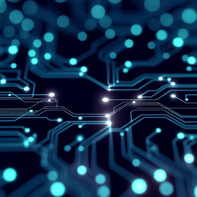 Glowing Blue Circuit Board Background