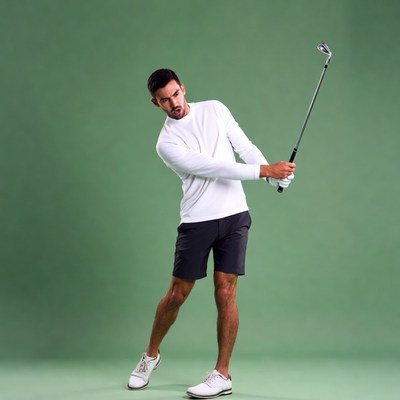 Man swinging golf club