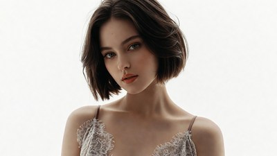 Woman in lace camisole closeup